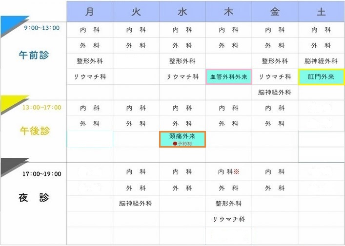 外来診察担当表